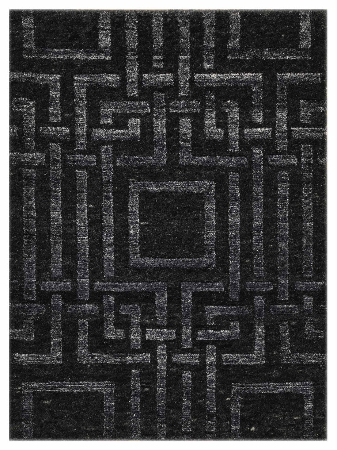 Artisan Mary  Black  Contemporary Knotted Rug
