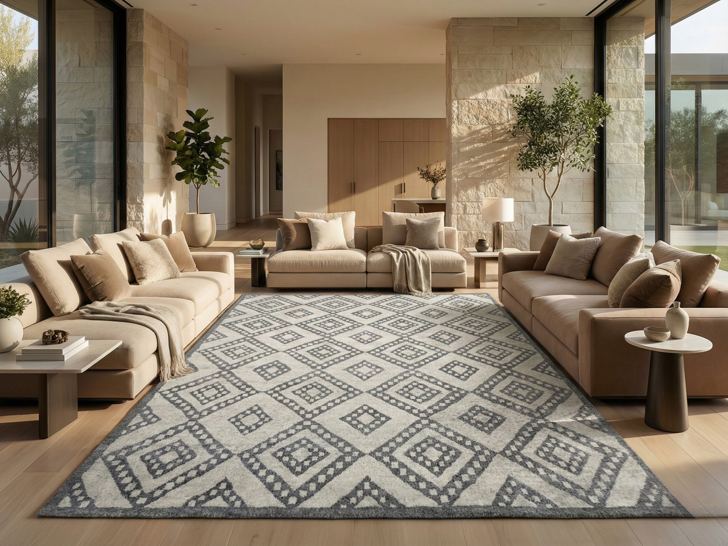 Artisan Marion  Grey Black Transitional Knotted Rug