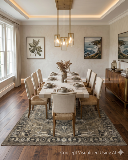 Artisan Nova  Black Grey Contemporary Rug for Diningroom