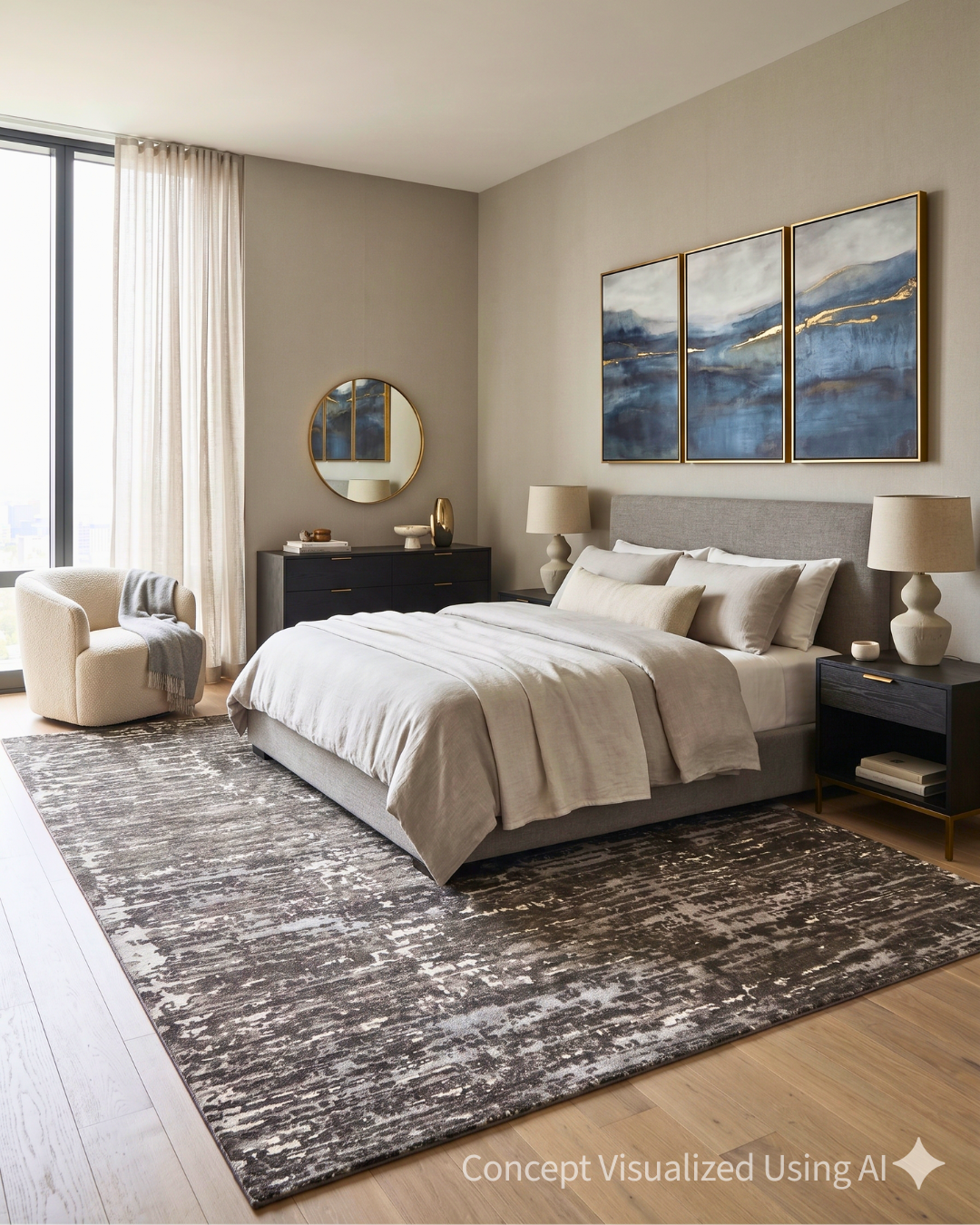 Artisan Mary MN-424 Brown Contemporary Knotted Rugs for Bedroom