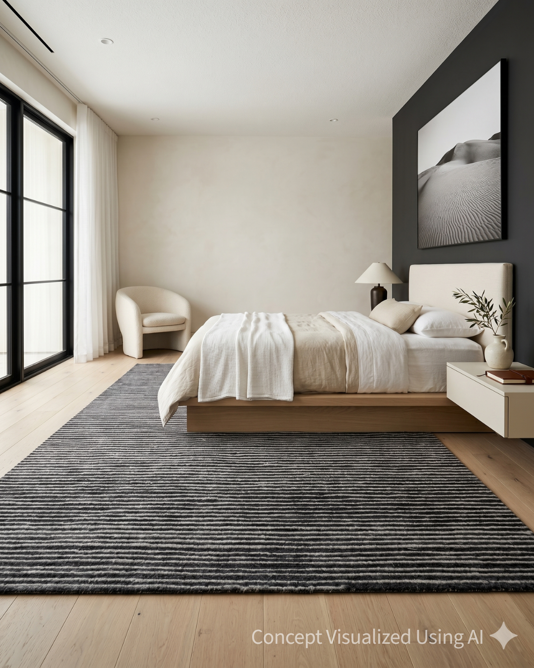 Artisan Mary  Grey  Contemporary Knotted Rug for Bedroom