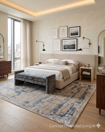 Artisan Mary  Grey  Contemporary Knotted Rug for Bedroom