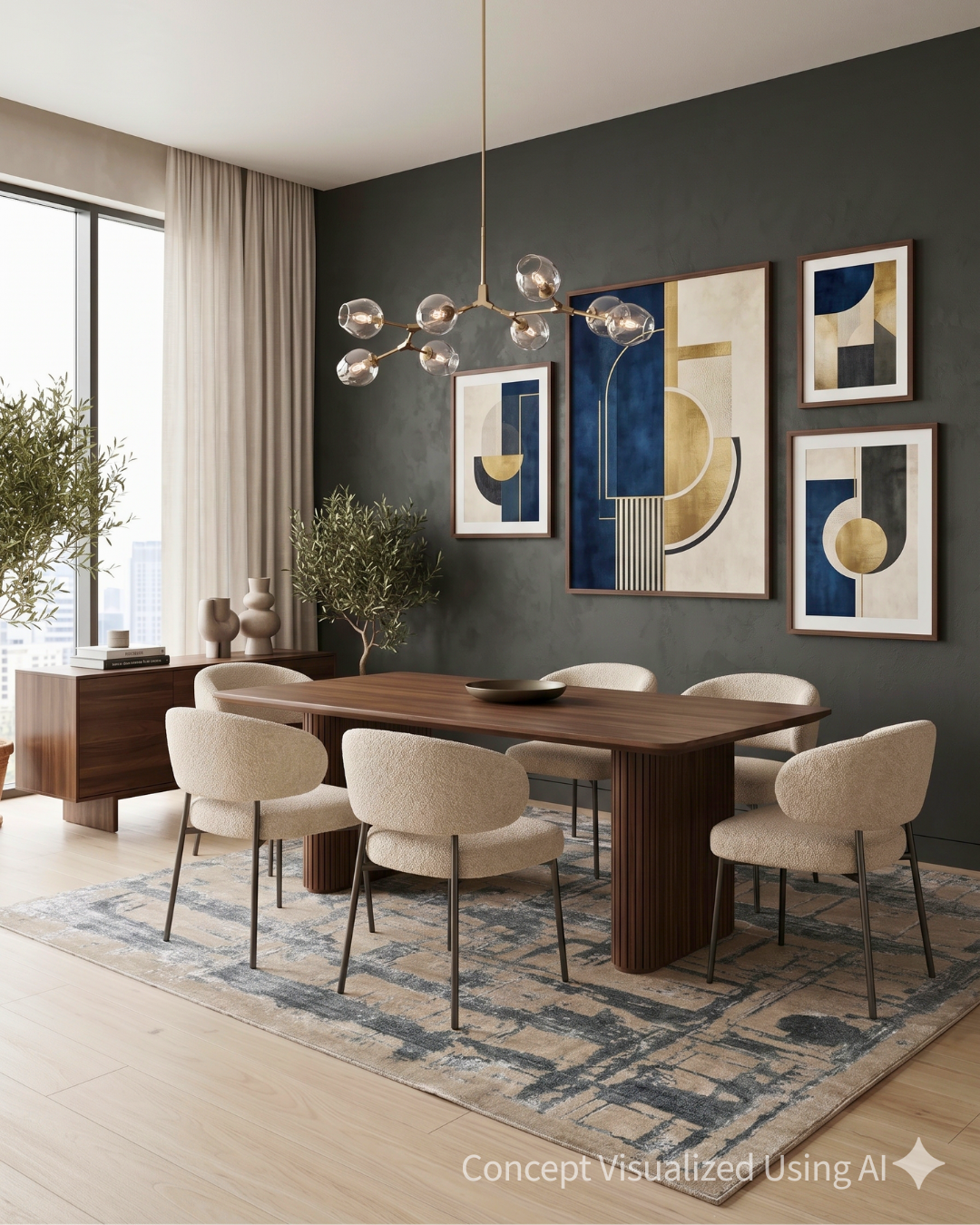 Artisan Mary  Grey  Contemporary Knotted Rug for Diningroom