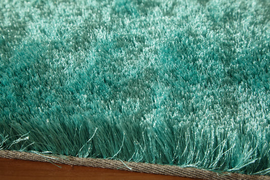 Momeni Luster Shag LS-01 Teal Contemporary Hand Tufted Rug