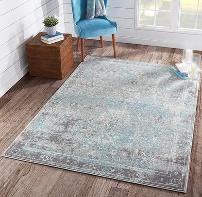 Momeni Luxe LX-16 Turquoise Transitional Machine Made Rug