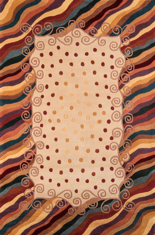 Momeni New Wave  Beige  Contemporary