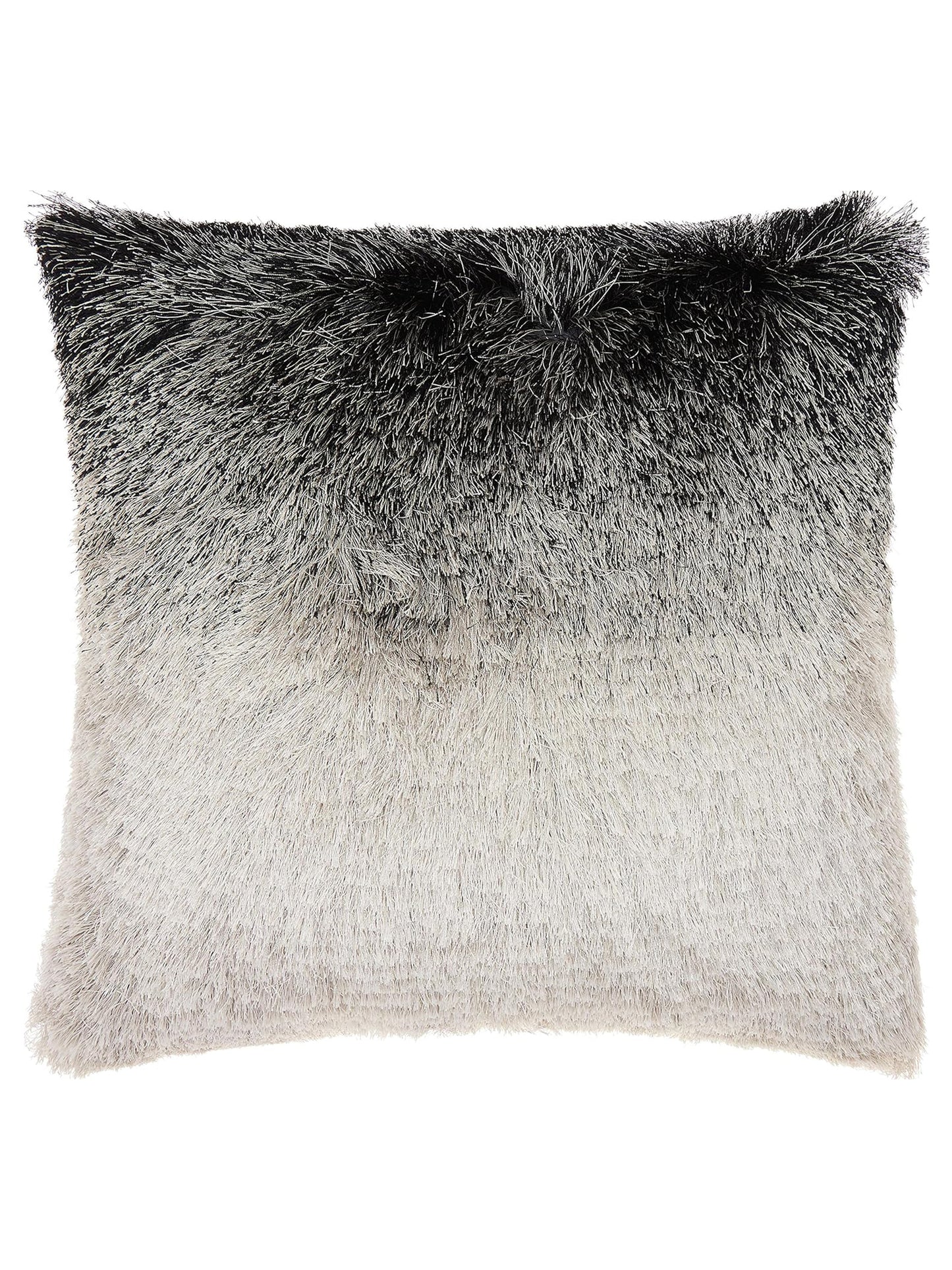 Mina Victory Illusion Shag TR011 Black Silver Shag Cushion Rug