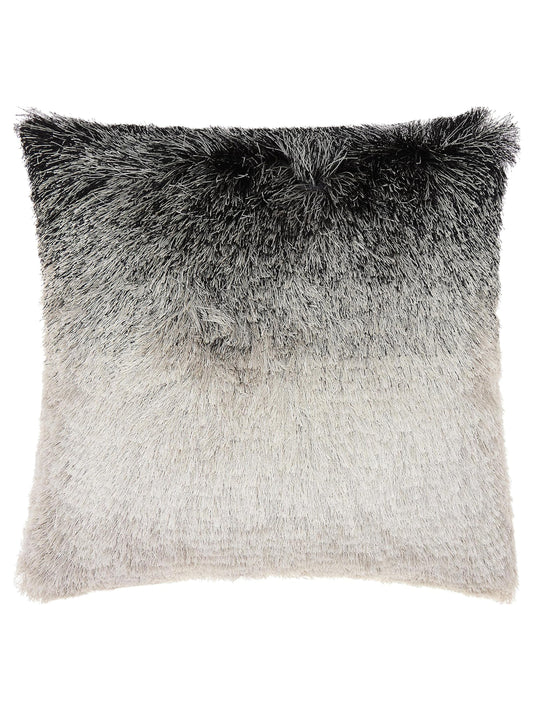 Mina Victory Illusion Shag TR011 Black Silver Shag Cushion Rug