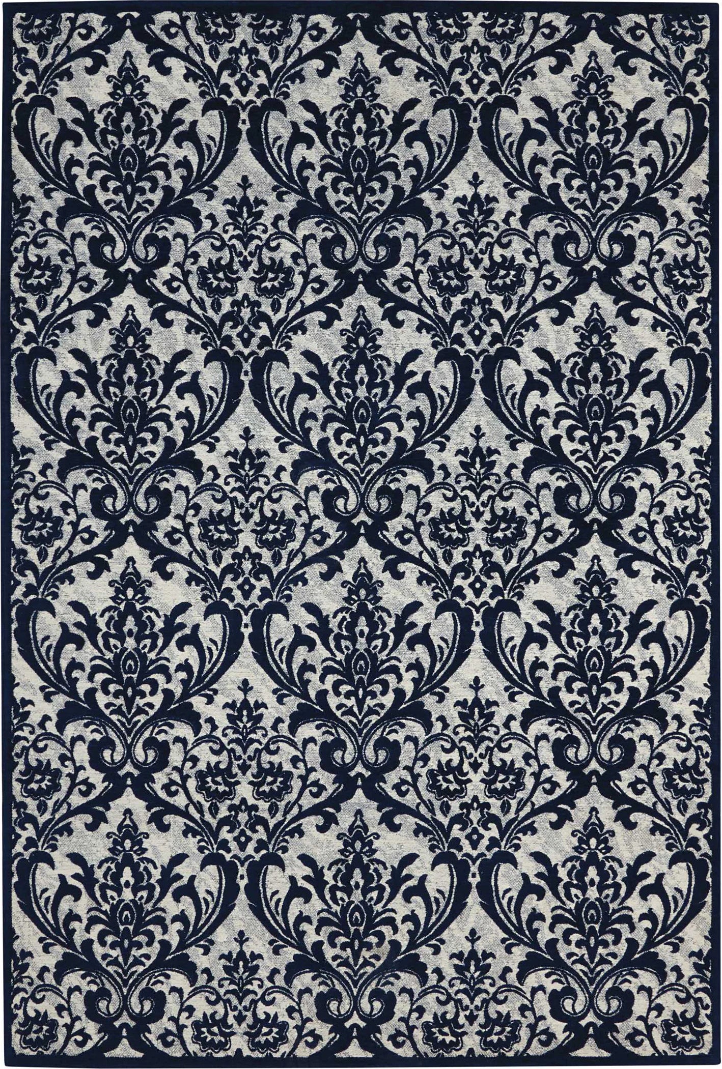 Nourison Home Damask DAS02 Ivory Navy Traditional Power-loomed Rug