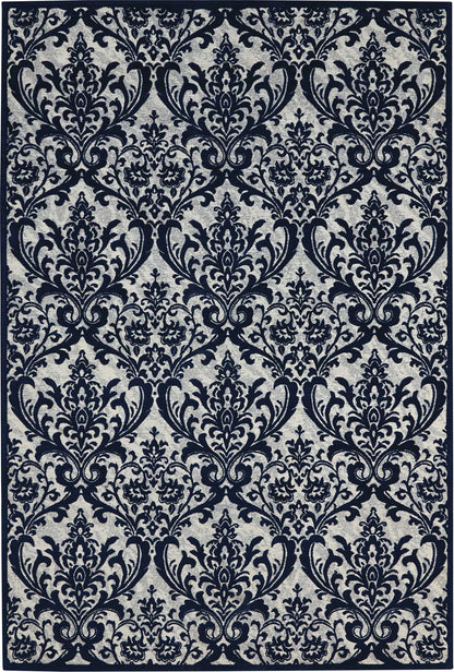 Nourison Home Damask DAS02 Ivory Navy Traditional Power-loomed Rug