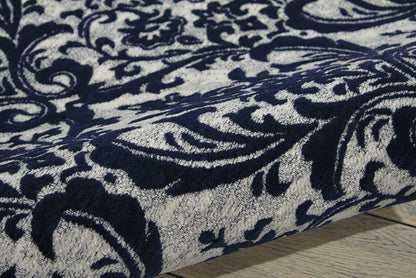 Nourison Home Damask DAS02 Ivory Navy Traditional Power-loomed Rug