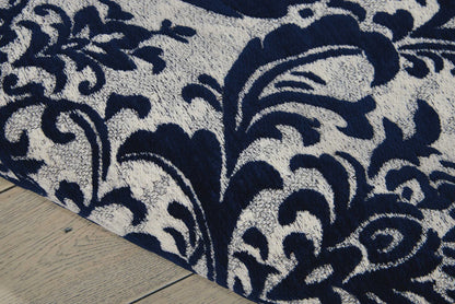 Nourison Home Damask DAS02 Ivory Navy Traditional Power-loomed Rug