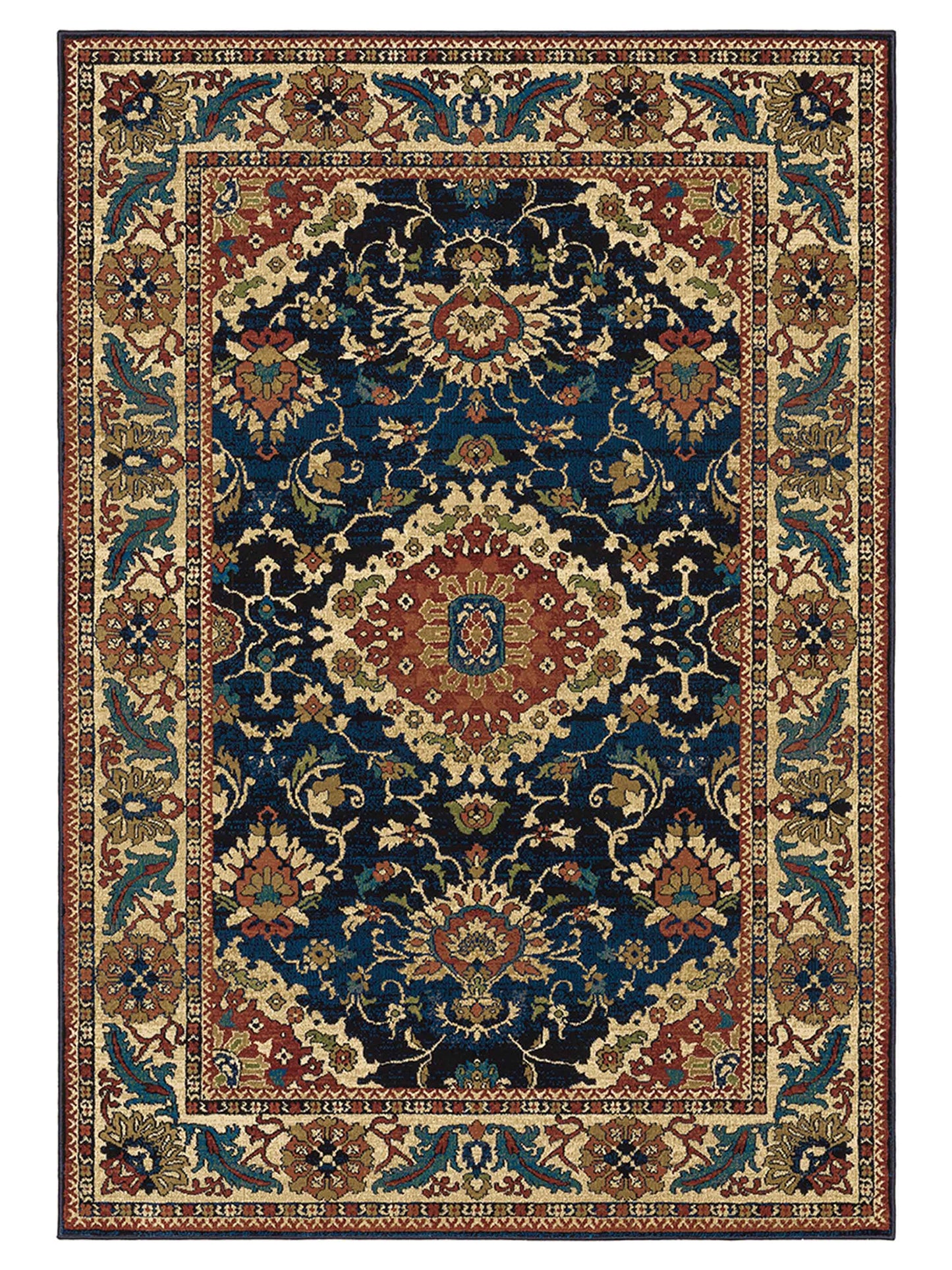 Oriental Weavers Ankara 1803B Blue Red Traditional Power-Loomed Rug