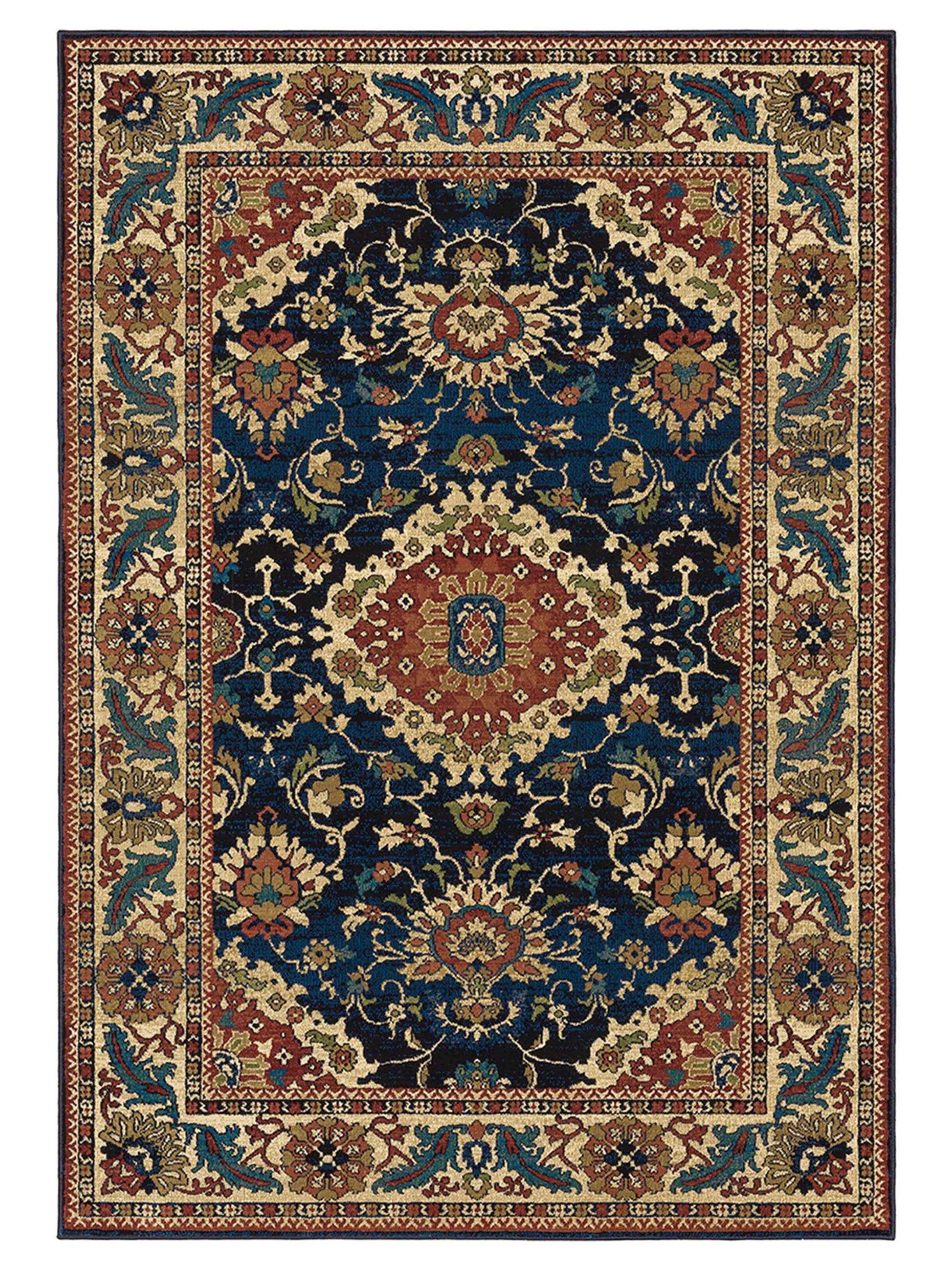 Oriental Weavers Ankara 1803B Blue Red Traditional Power-Loomed Rug