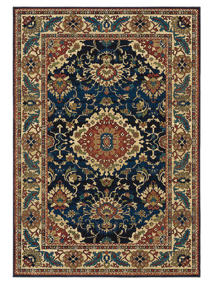 Oriental Weavers Ankara 1803B Blue Red Traditional Power-Loomed Rug