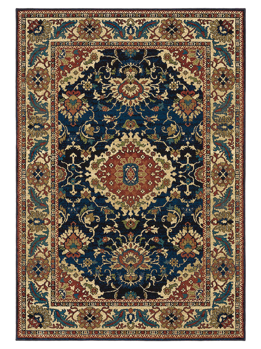 Oriental Weavers Ankara 1803B Blue Red Traditional Power-Loomed Rug