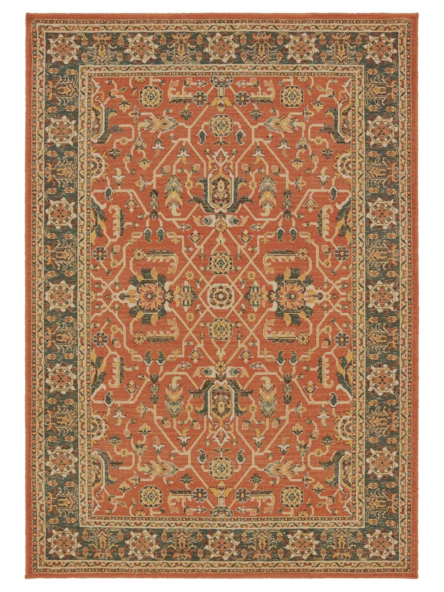 Oriental Weavers TOSCANA 9537C Orange Blue Traditional Power-Loomed Rug