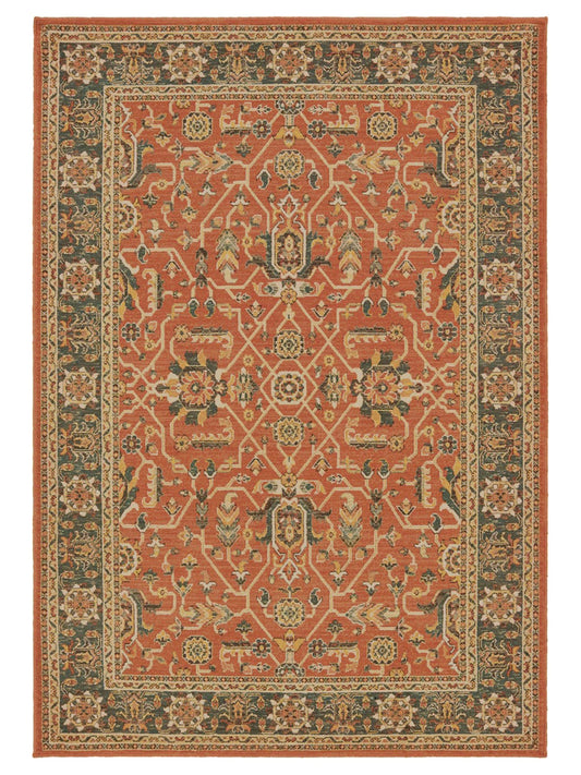 Oriental Weavers TOSCANA 9537C Orange Blue Traditional Power-Loomed Rug