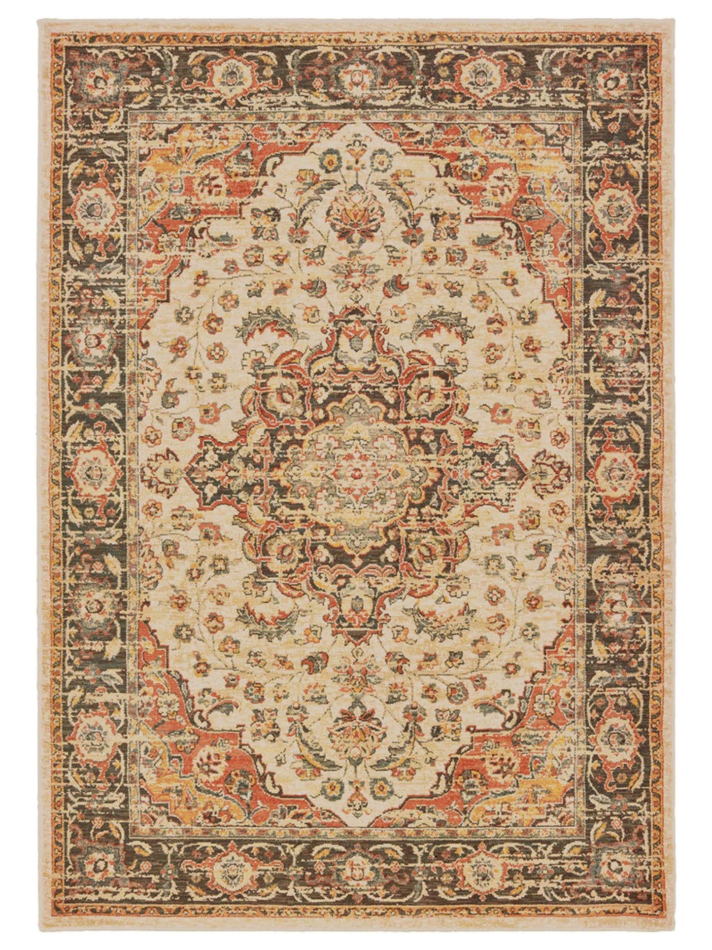 Oriental Weavers TOSCANA 9551A Ivory Orange Traditional Power-Loomed Rug