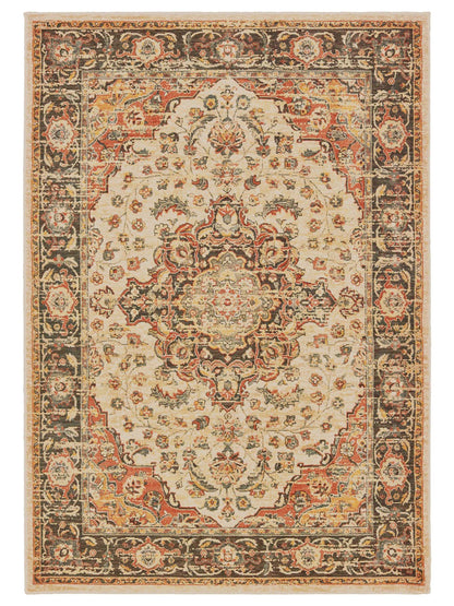 Oriental Weavers TOSCANA 9551A Ivory Orange Traditional Power-Loomed Rug
