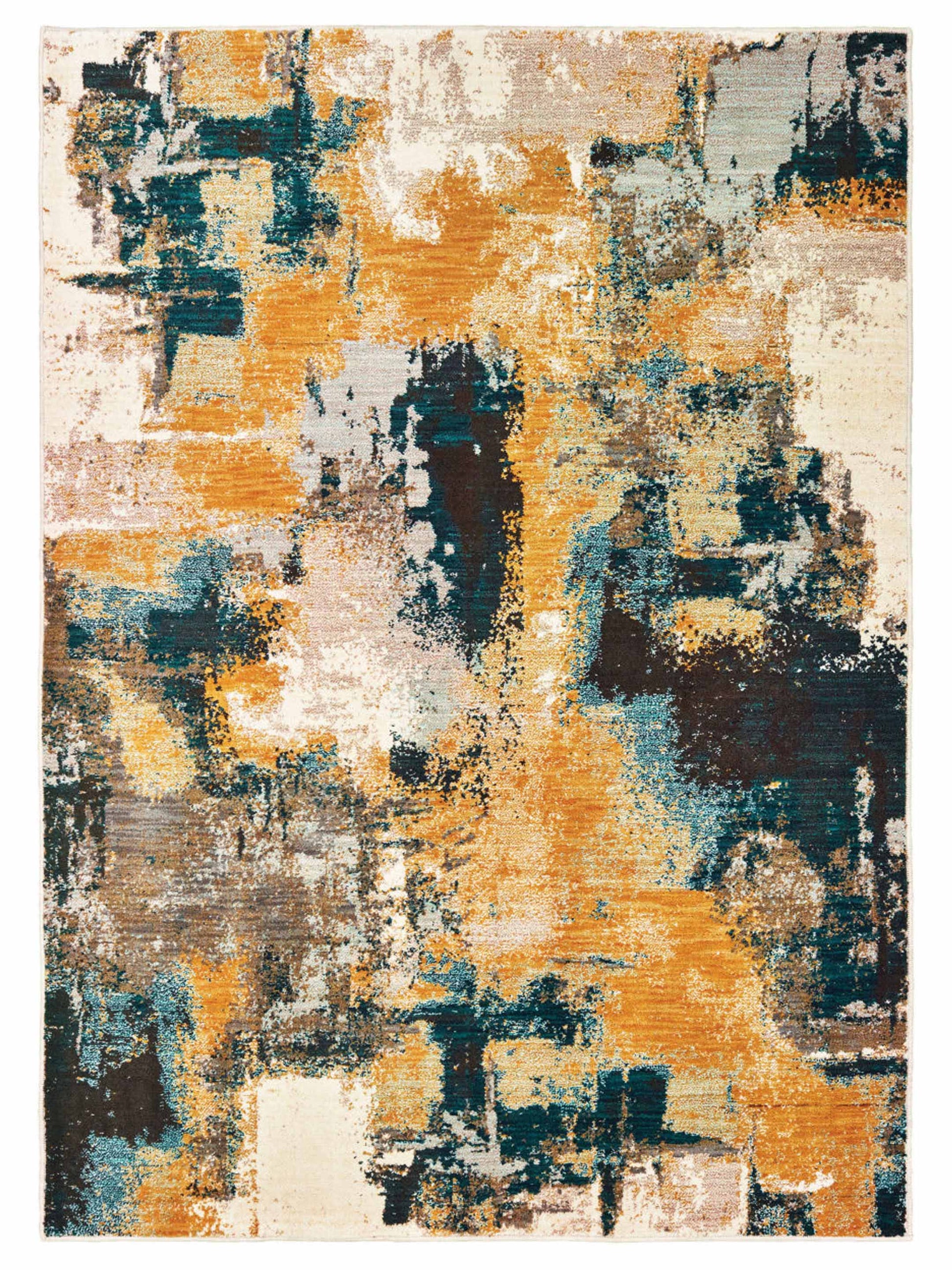 Oriental Weavers SEDONA 9593A Blue Gold Contemporary Power-Loomed Rug