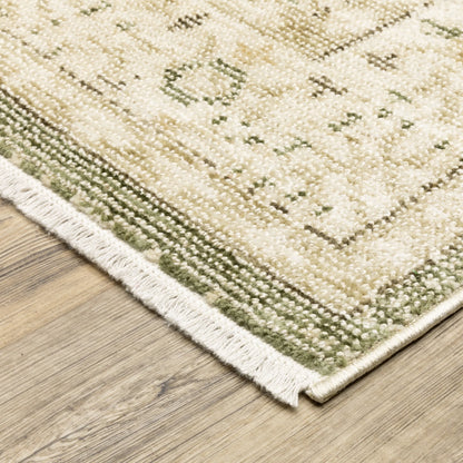 Oriental Weavers Carolina CRL01 Green Beige Traditional Machine Woven Rug
