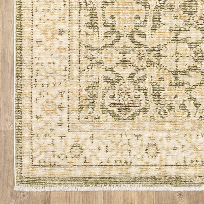 Oriental Weavers Carolina CRL01 Green Beige Traditional Machine Woven Rug