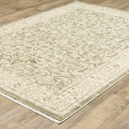 Oriental Weavers Carolina CRL01 Green Beige Traditional Machine Woven Rug