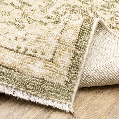 Oriental Weavers Carolina CRL01 Green Beige Traditional Machine Woven Rug