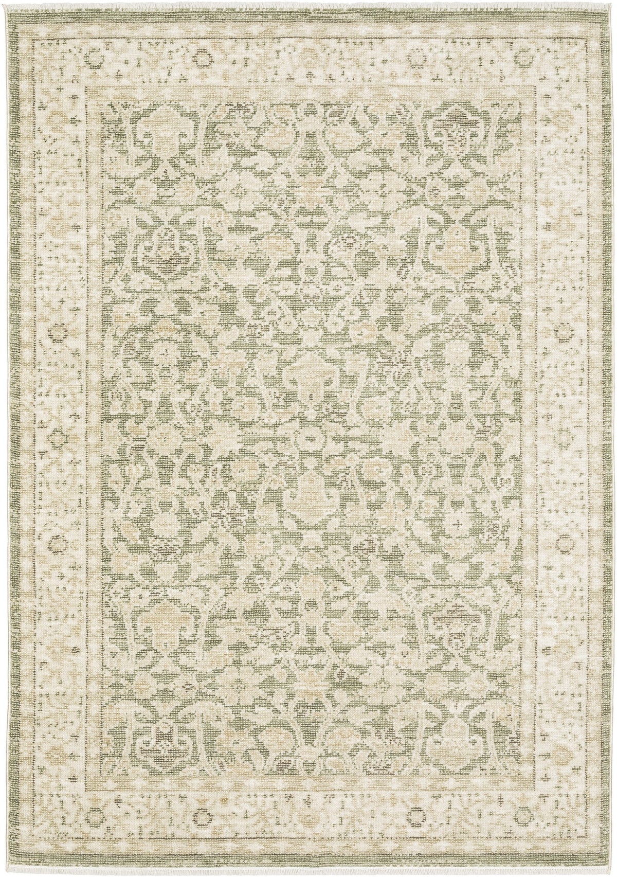 Oriental Weavers Carolina CRL01 Green Beige Traditional Machine Woven Rug