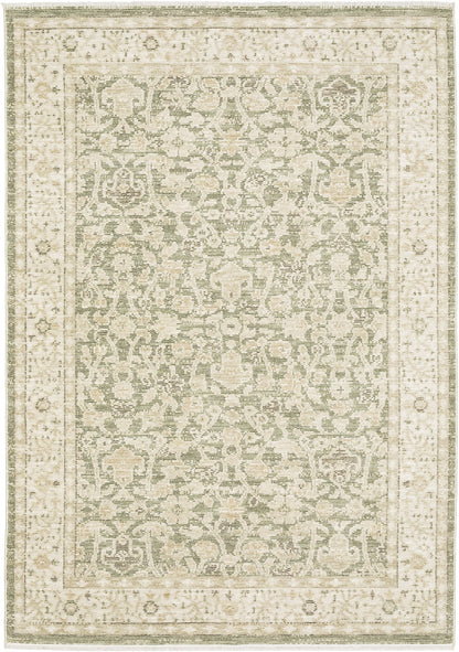 Oriental Weavers Carolina CRL01 Green Beige Traditional Machine Woven Rug