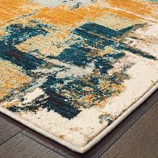 Oriental Weavers SEDONA 9593A Blue Gold Contemporary Power-Loomed Rug