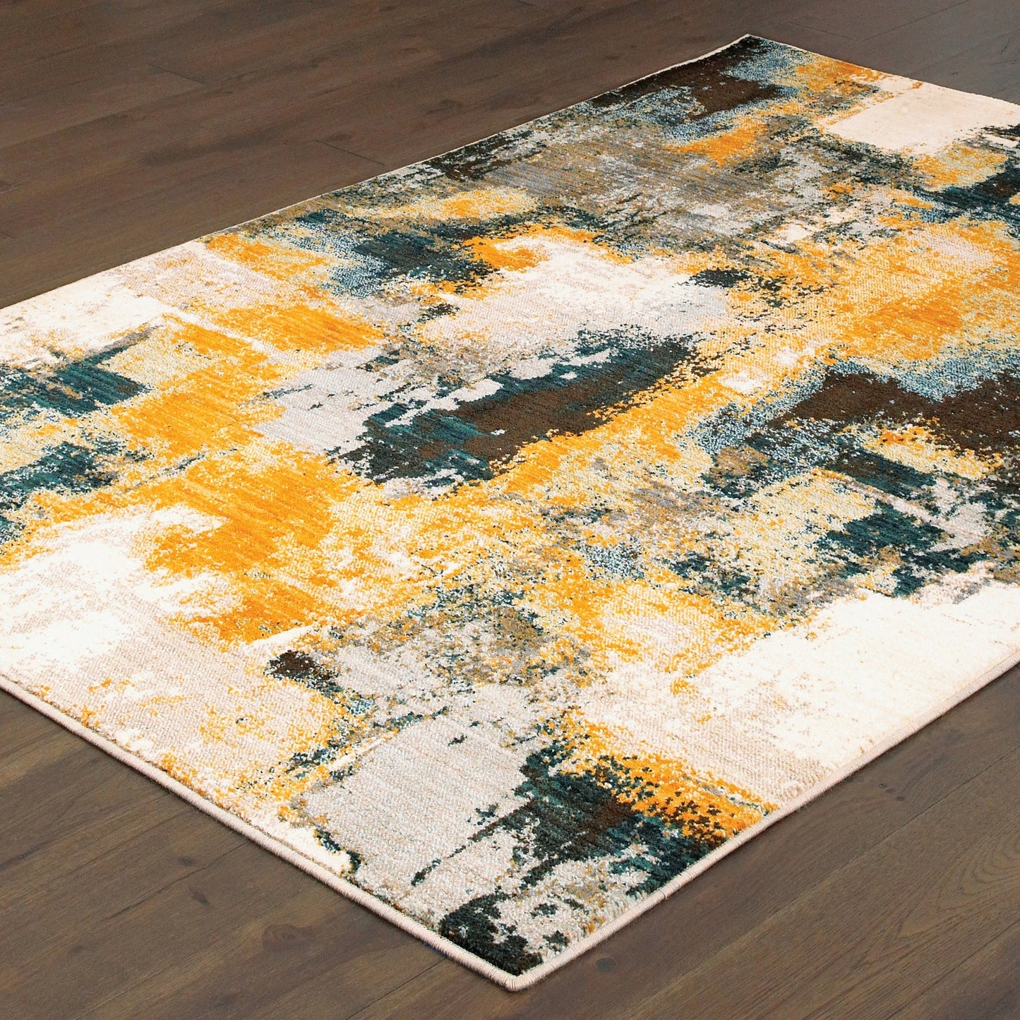 Oriental Weavers SEDONA 9593A Blue Gold Contemporary Power-Loomed Rug