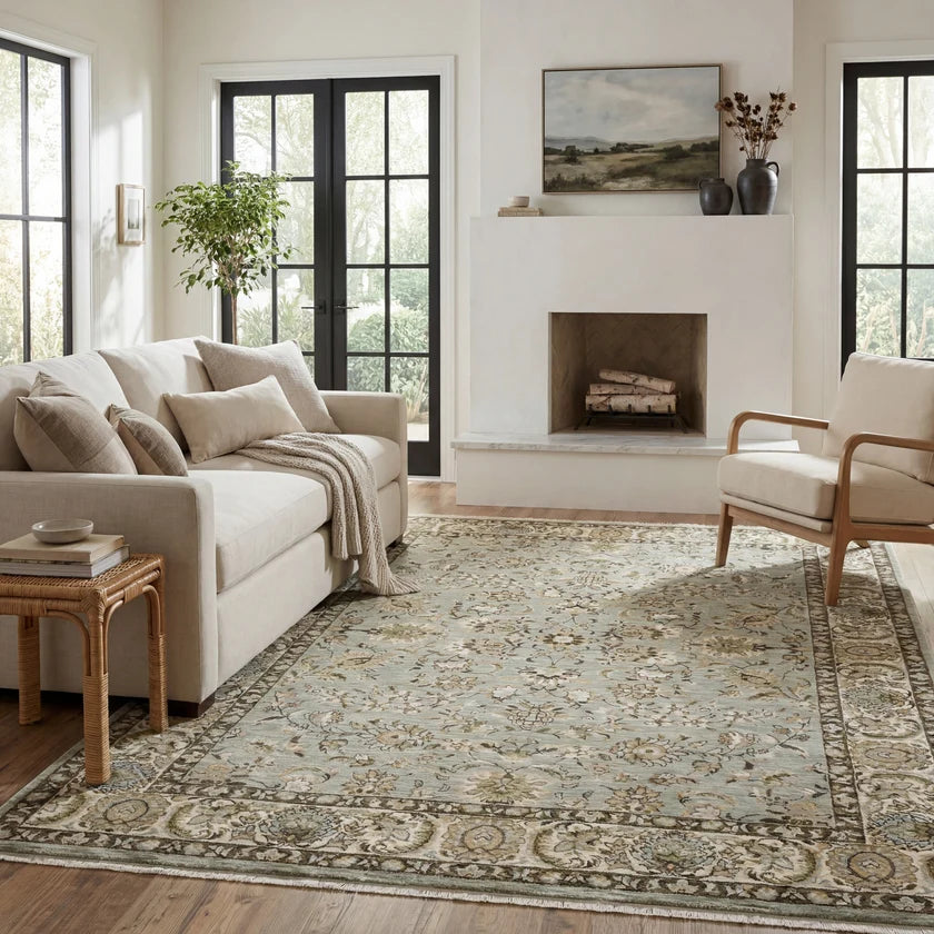 Oriental Weavers Westwood WES08 Blue Green Traditional Machine Woven Rug