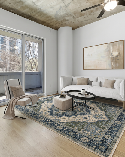 Oriental Weavers Aberdeen 051G1 Blue Beige rug in contemporary living room