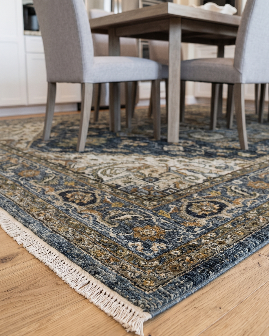 Oriental Weavers Aberdeen 1144Q Blue Taupe traditional rug corner detail