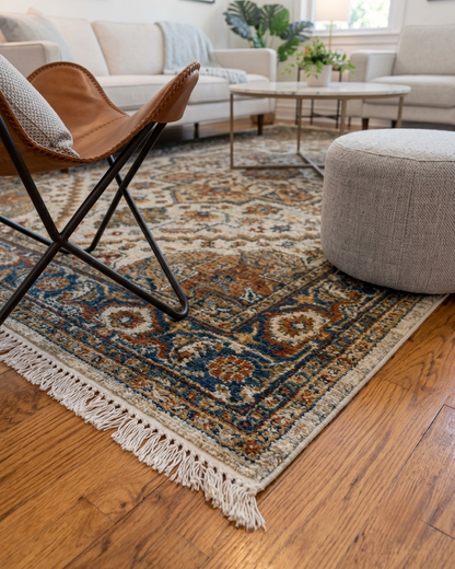 Oriental Weavers Aberdeen 1144W Beige Blue traditional rug corner detail
