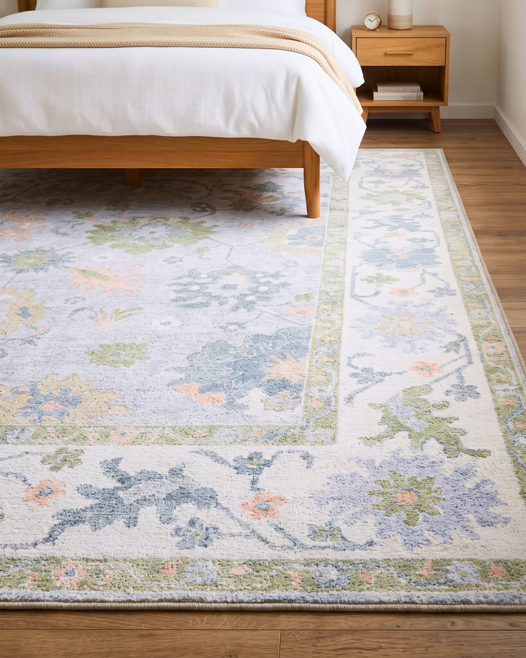 Oriental Weavers Addison ADD06 Blue Green rug corner detail with floral border