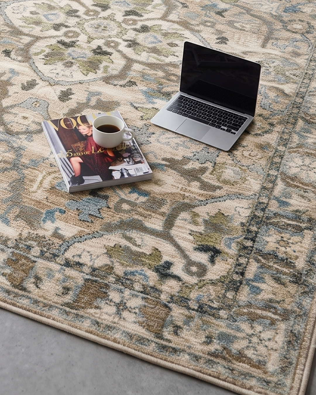 Oriental Weavers Andorra 9818G Beige Ivory rug styled product detail