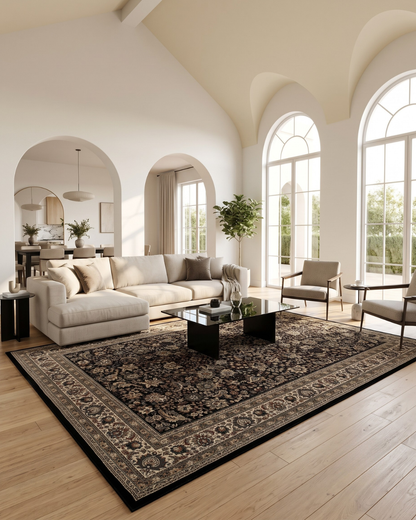 Oriental Weavers Ariana 213K8 Black Ivory black traditional rug luxury living room