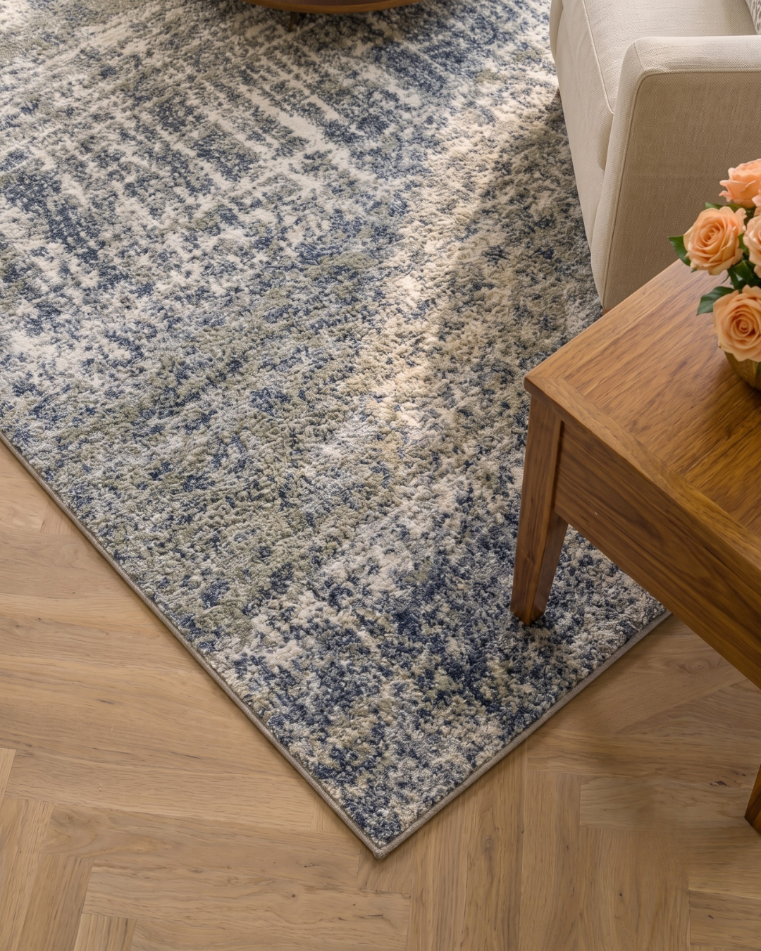 Oriental Weavers Aspen 530J9 Grey Ivory abstract rug corner detail
