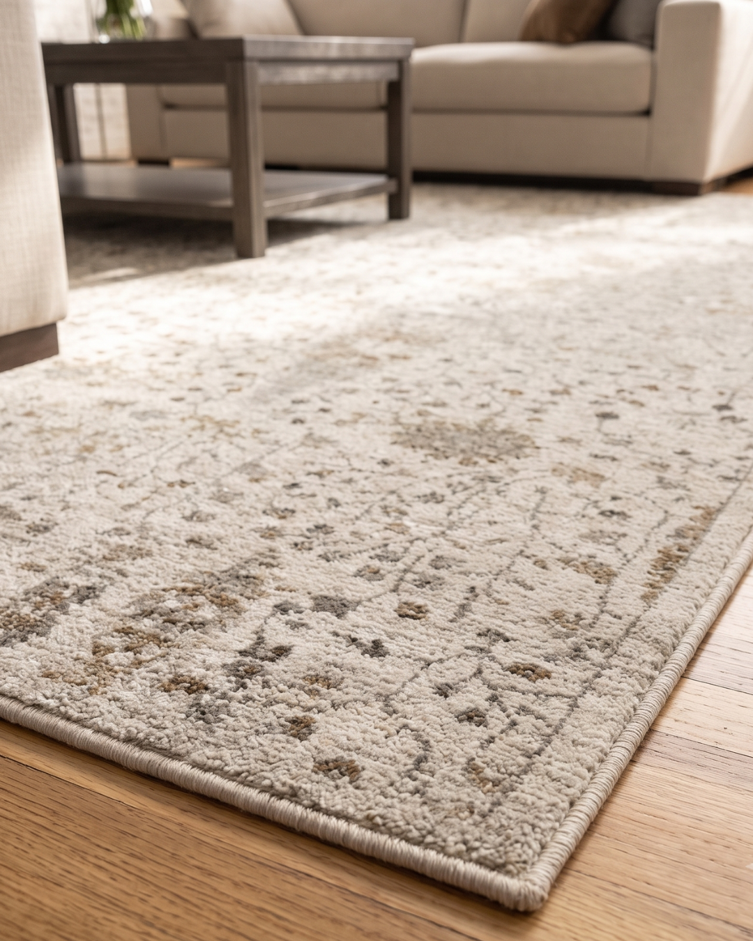 Oriental Weavers Avalon AVA01 Ivory Beige vintage rug corner detail