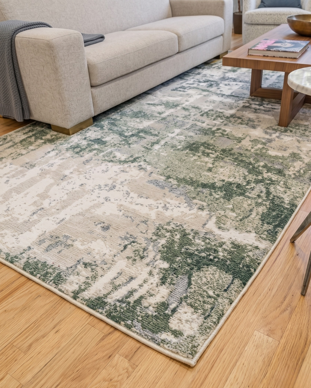 Oriental Weavers Caravan 2061W Beige Green abstract rug corner detail
