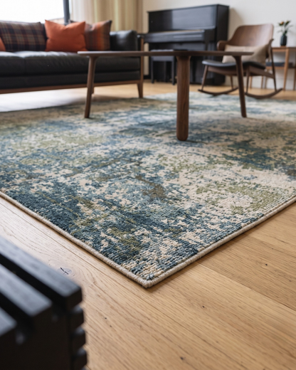 Oriental Weavers Caravan 5090E Blue Green abstract rug corner detail