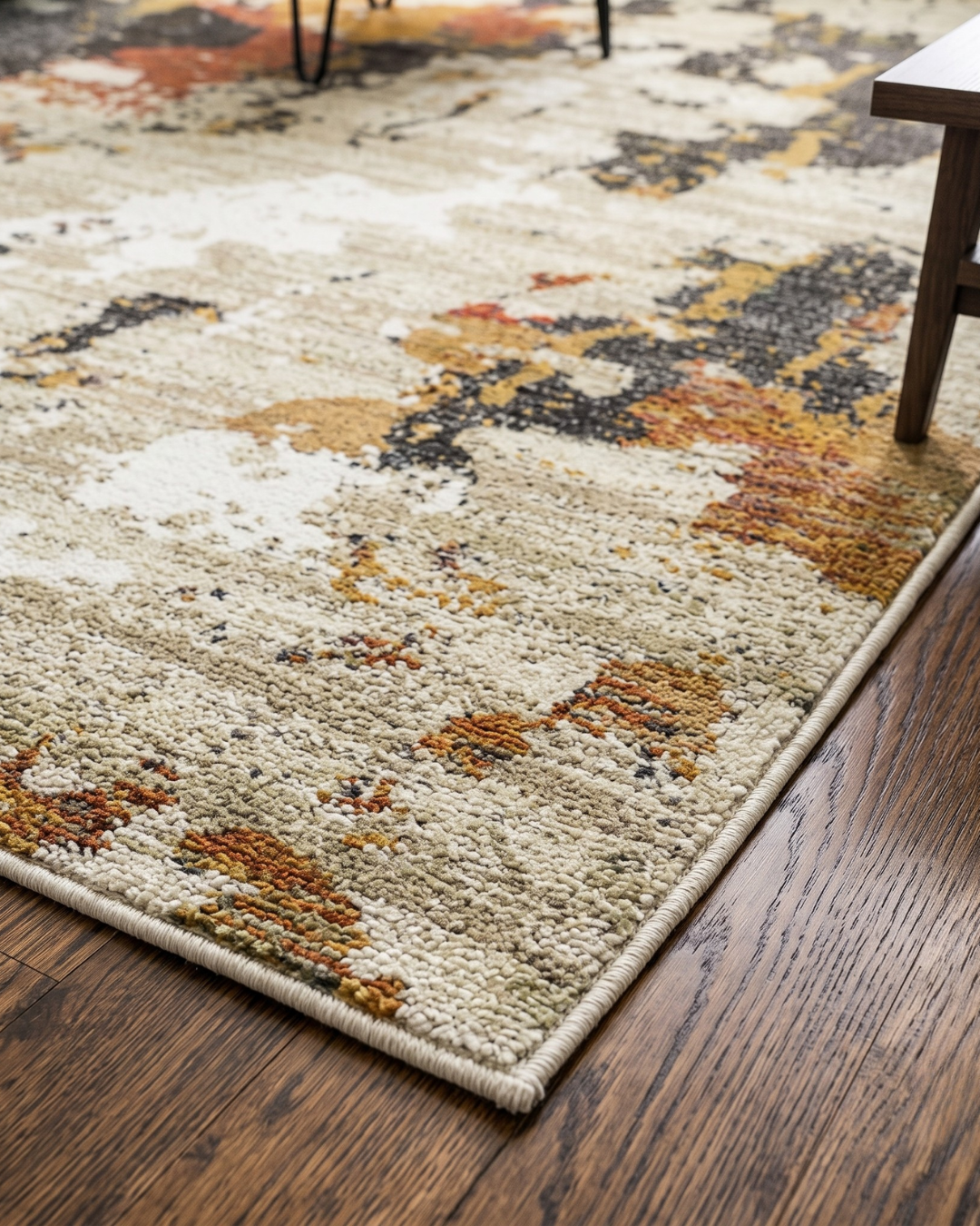 Oriental Weavers Evolution 7770J Beige Charcoal abstract rug corner texture close-up