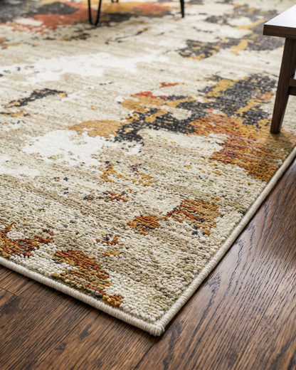 Oriental Weavers Evolution 7770J Beige Charcoal abstract rug corner texture close-up