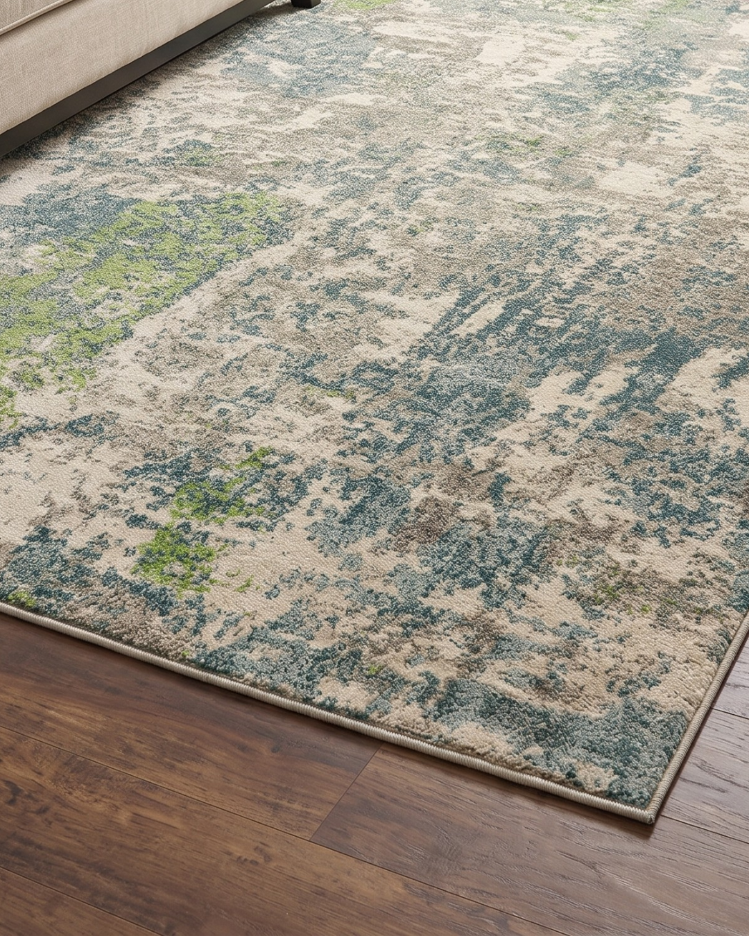 Oriental Weavers Formations 70007 Blue Green abstract rug corner detail
