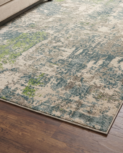Oriental Weavers Formations 70007 Blue Green abstract rug corner detail