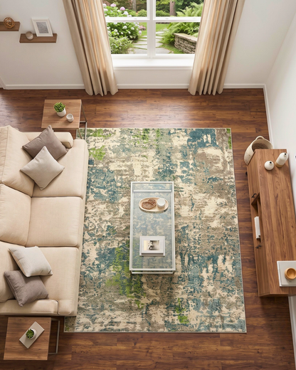 Oriental Weavers Formations 70007 Blue Green Modern & Contemporary Hand-loomed Rug