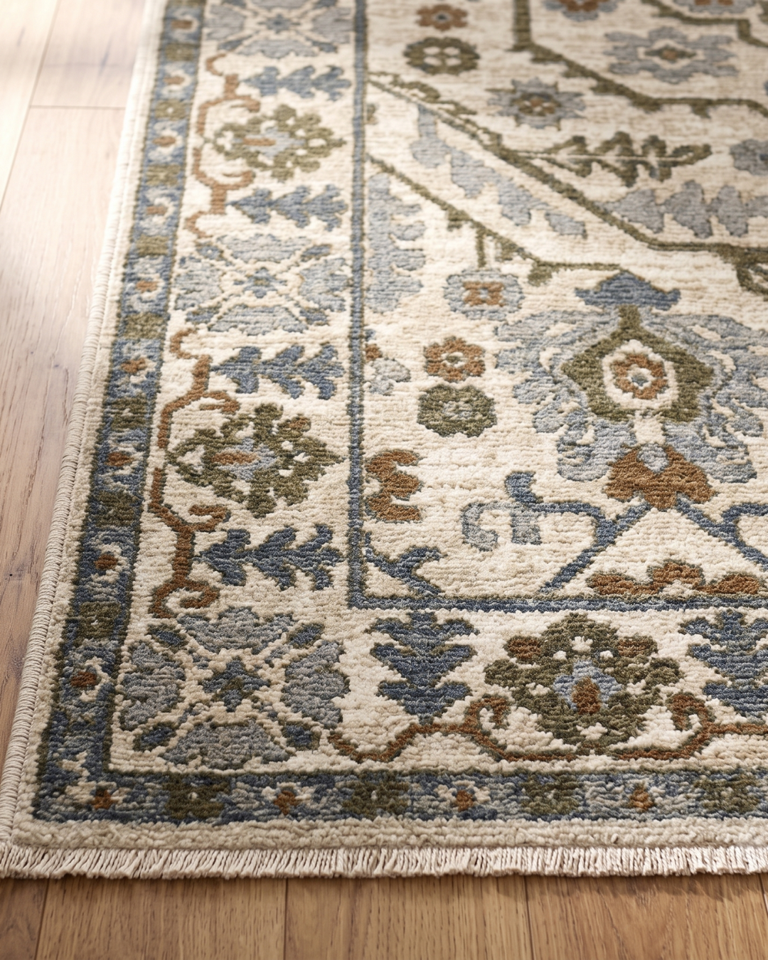 Oriental Weavers Hastings HA02I Ivory Rust rug border and texture close-up